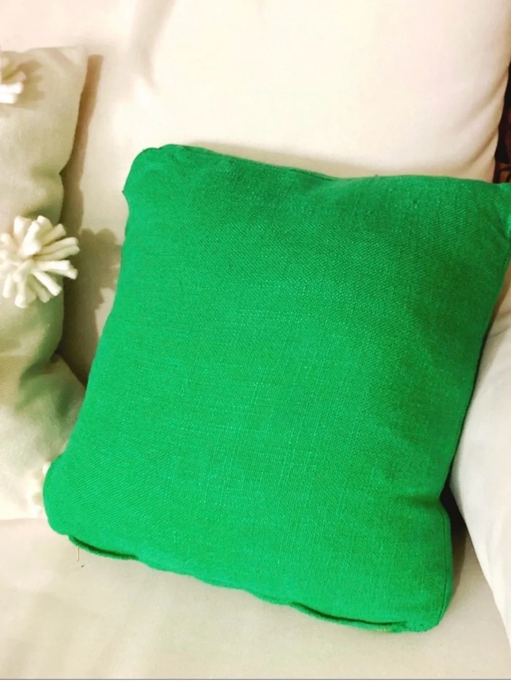 Vintage Cottagecore Chunky Crochet Crewel Floral Throw Pillow